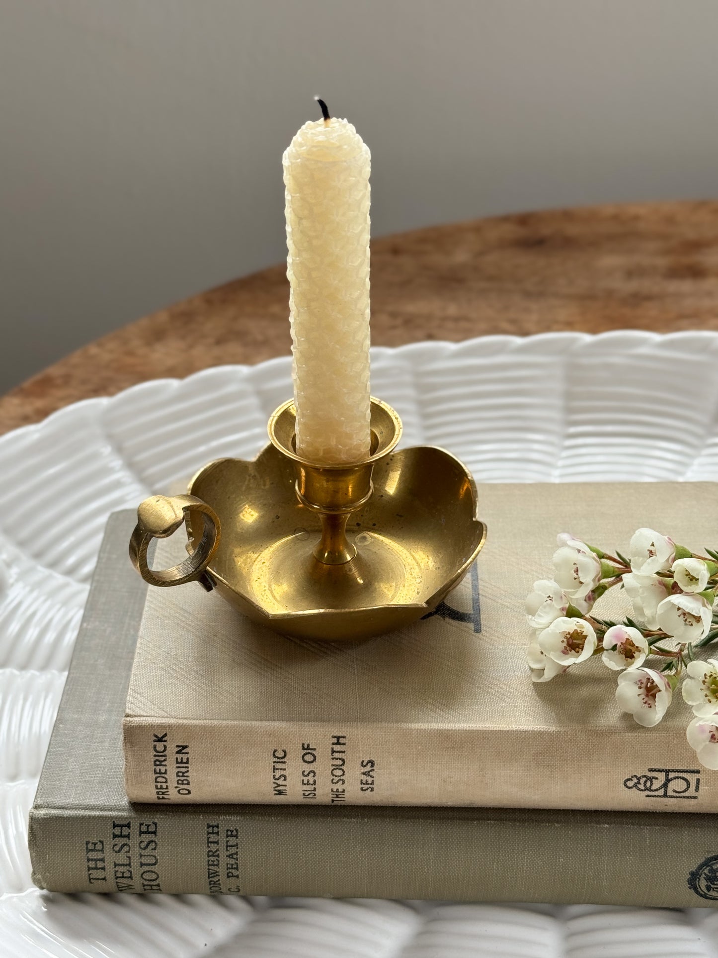 Vintage Solid Brass Scalloped Chamberstick