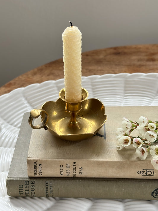 Vintage Solid Brass Scalloped Chamberstick