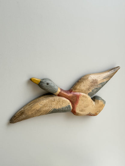 Antique Handmade Wooden Wall Mountable Duck
