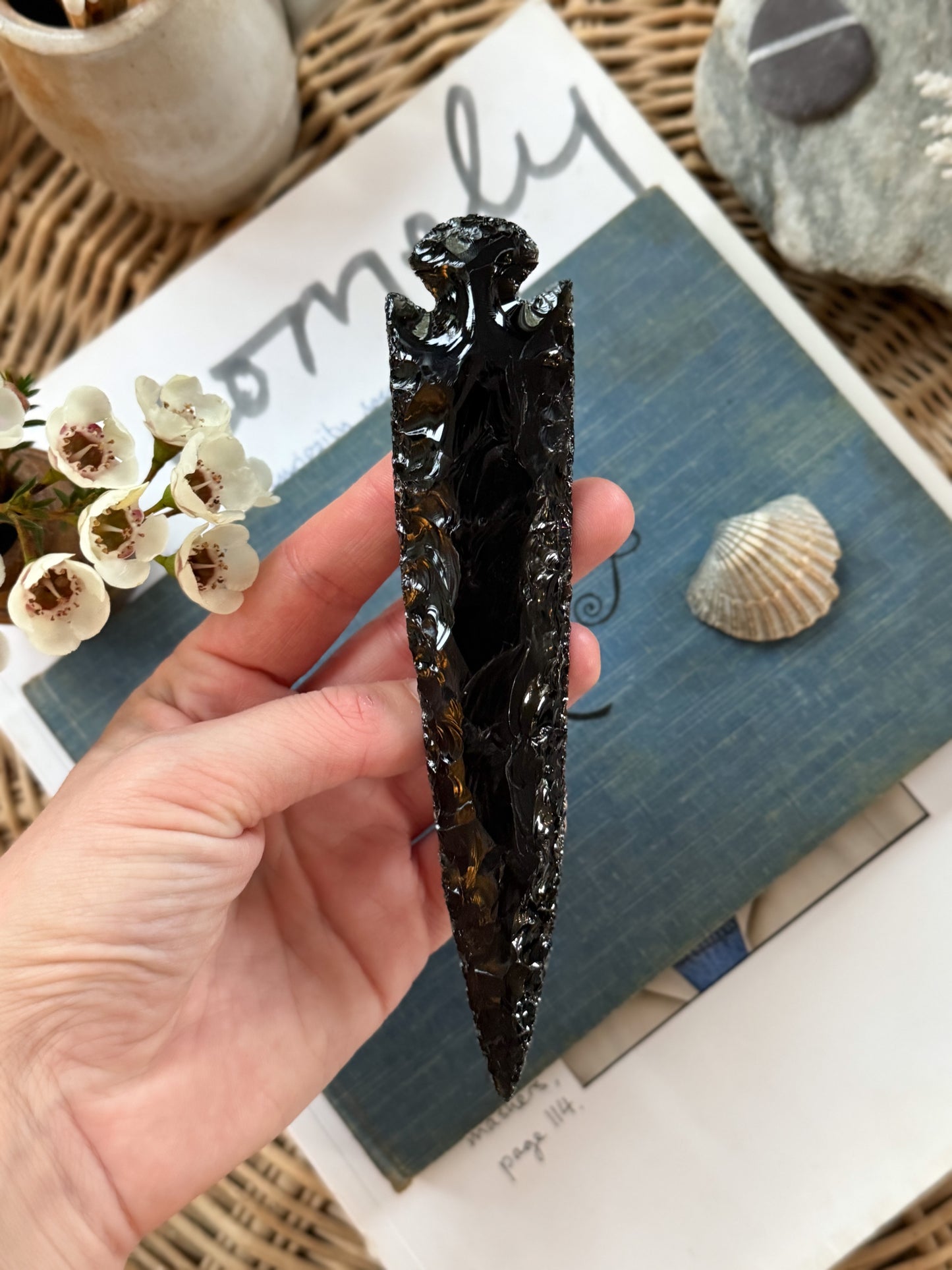 Hand-Carved Obsidian Arrowhead