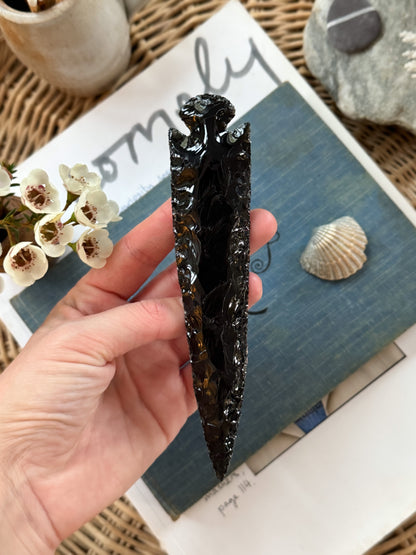Hand-Carved Obsidian Arrowhead