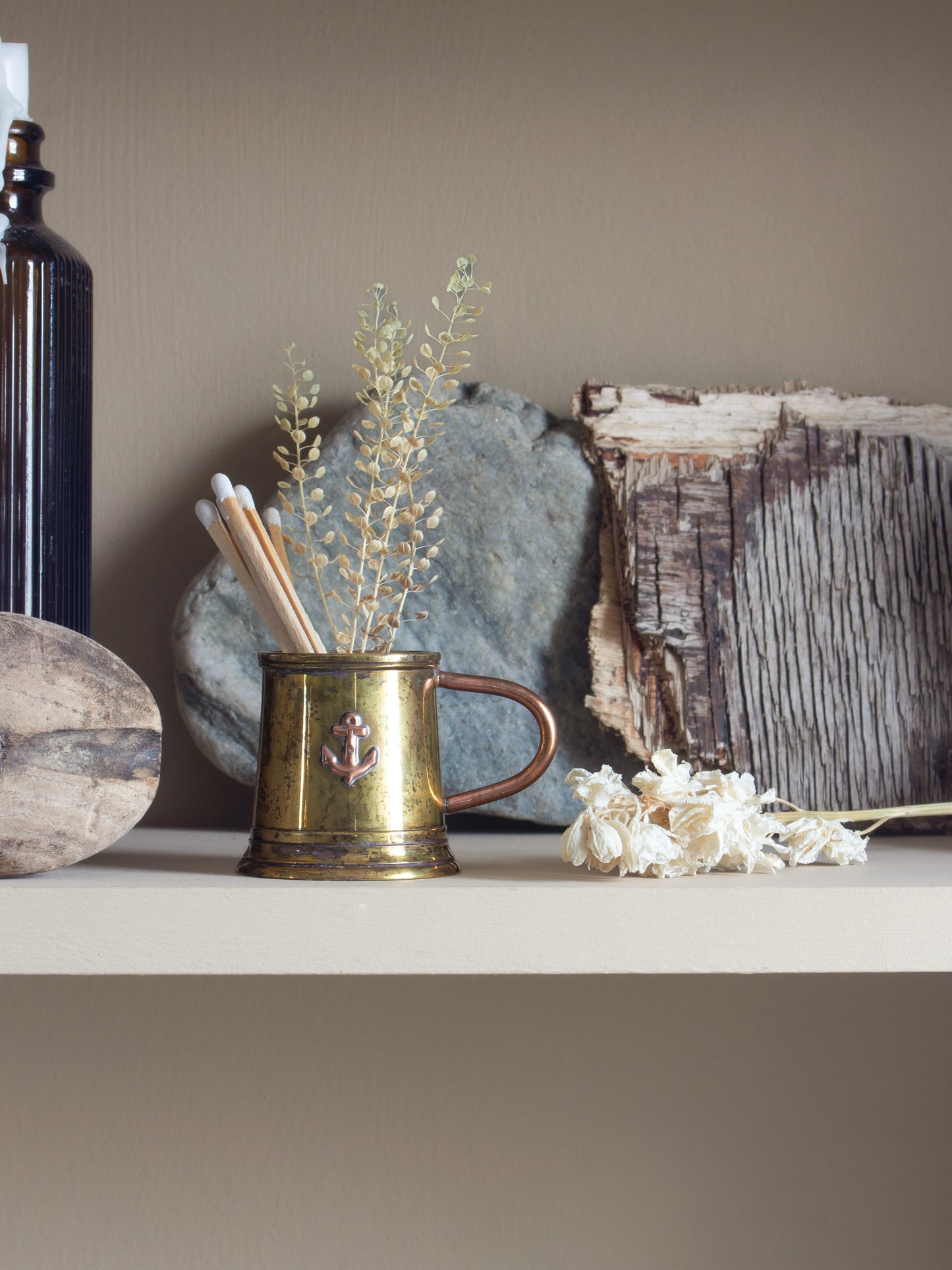 Vintage Copper & Brass Ship’s Anchor Match Pots
