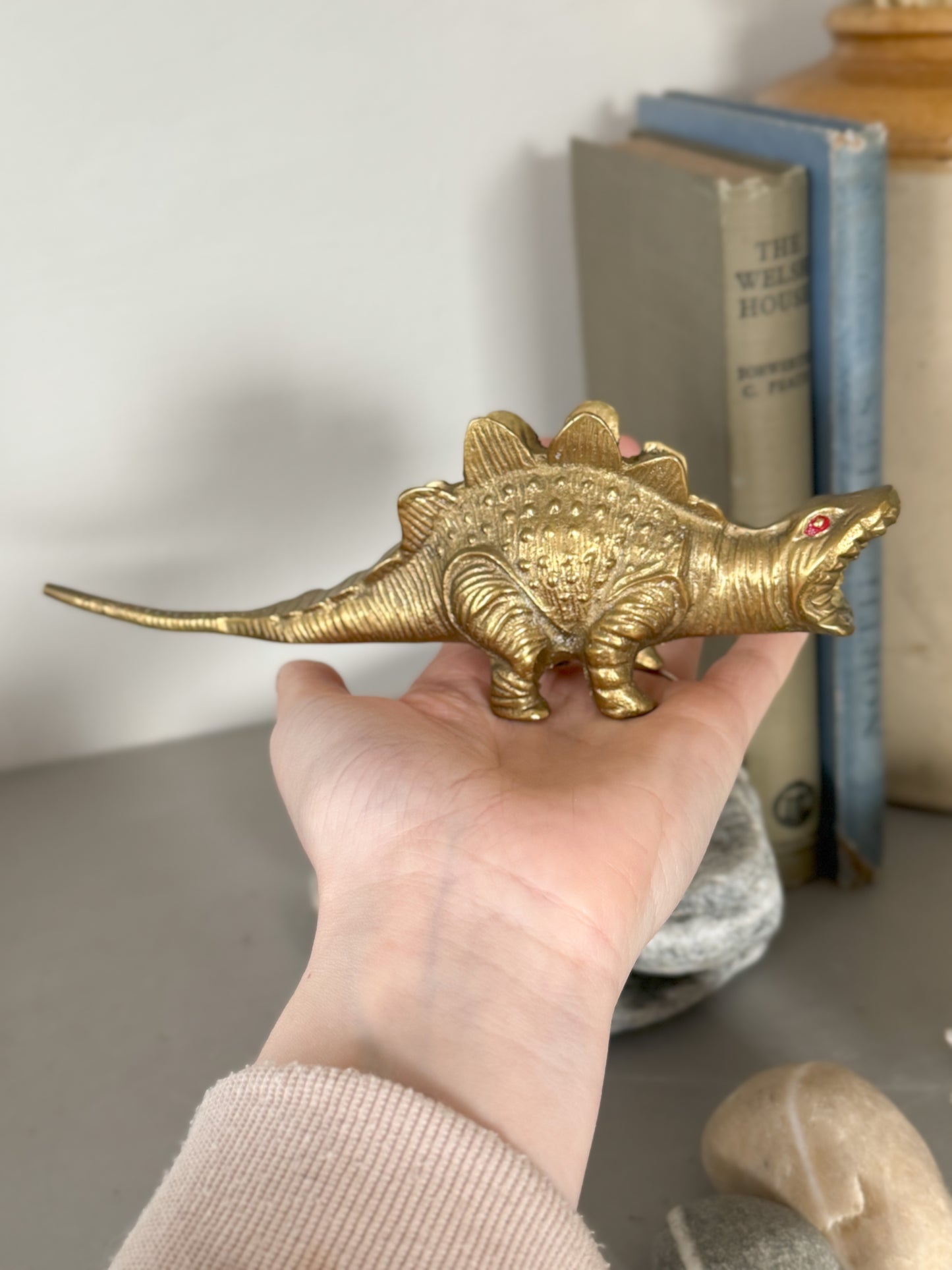 Rare Midcentury Solid Brass Dinosaur | Stegosaurus