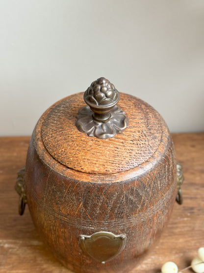 Antique Oak & Brass Ice Bucket