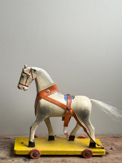 Antique Folk Art Pull Along Horse