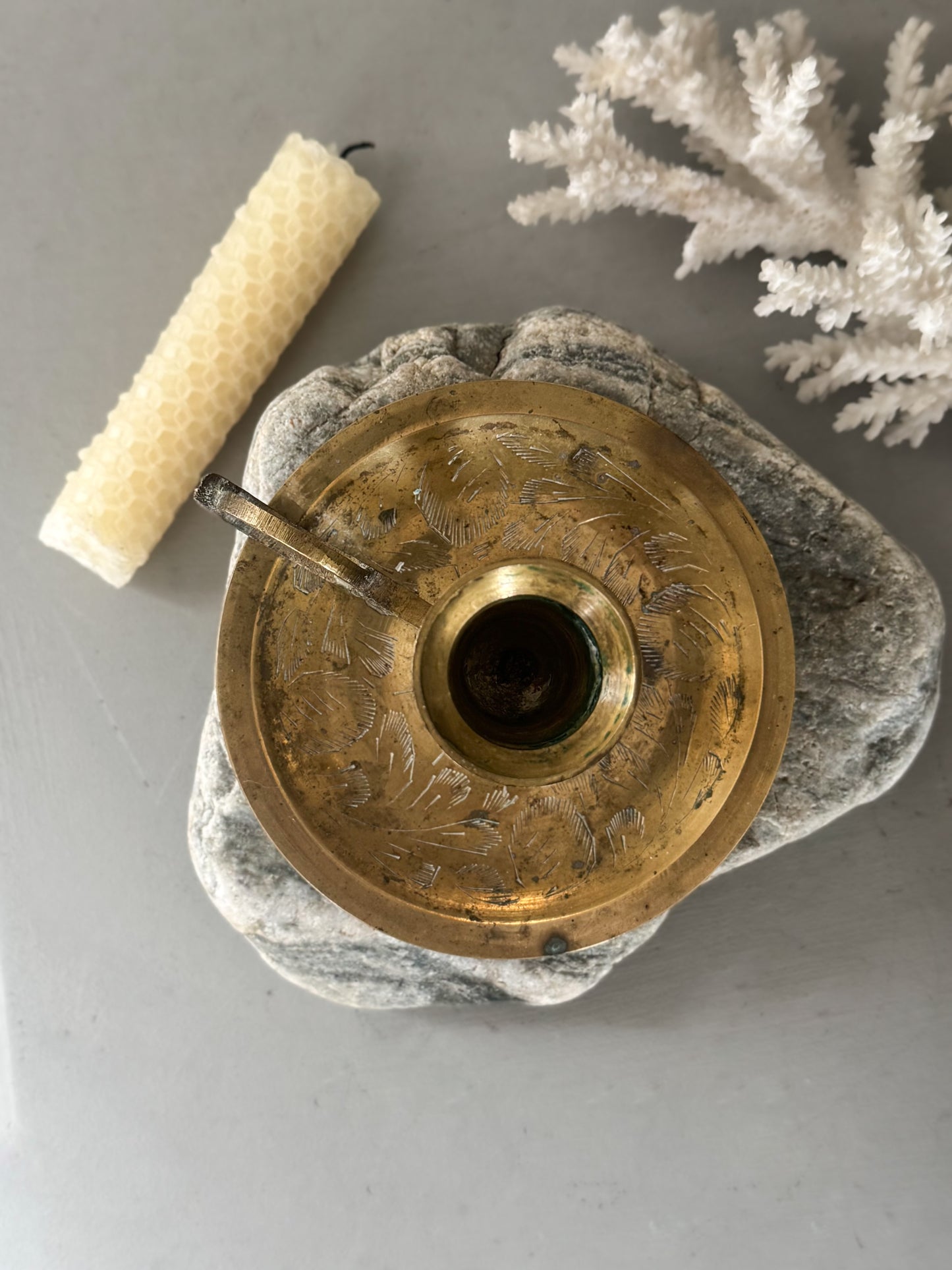 Vintage Aged Indian Brass Chamberstick