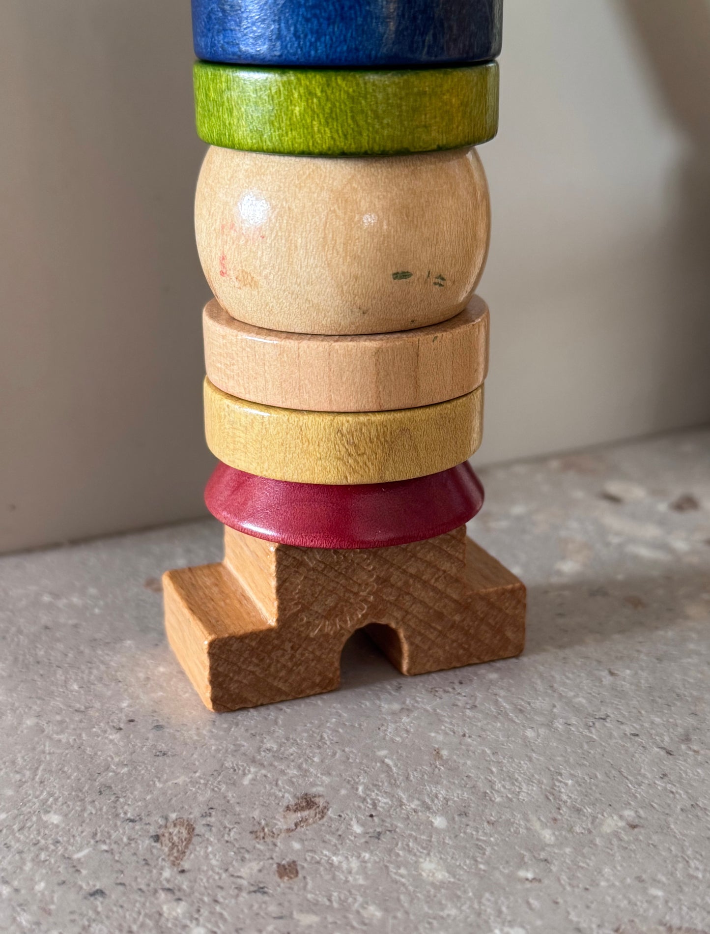 Vintage 1970s Wooden Stacking Toy - Made in Czechoslovakia