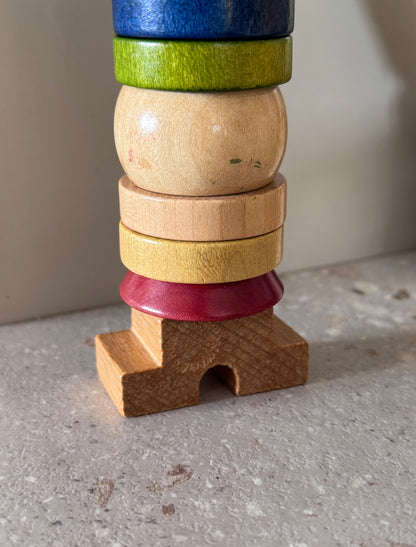 Vintage 1970s Wooden Stacking Toy - Made in Czechoslovakia