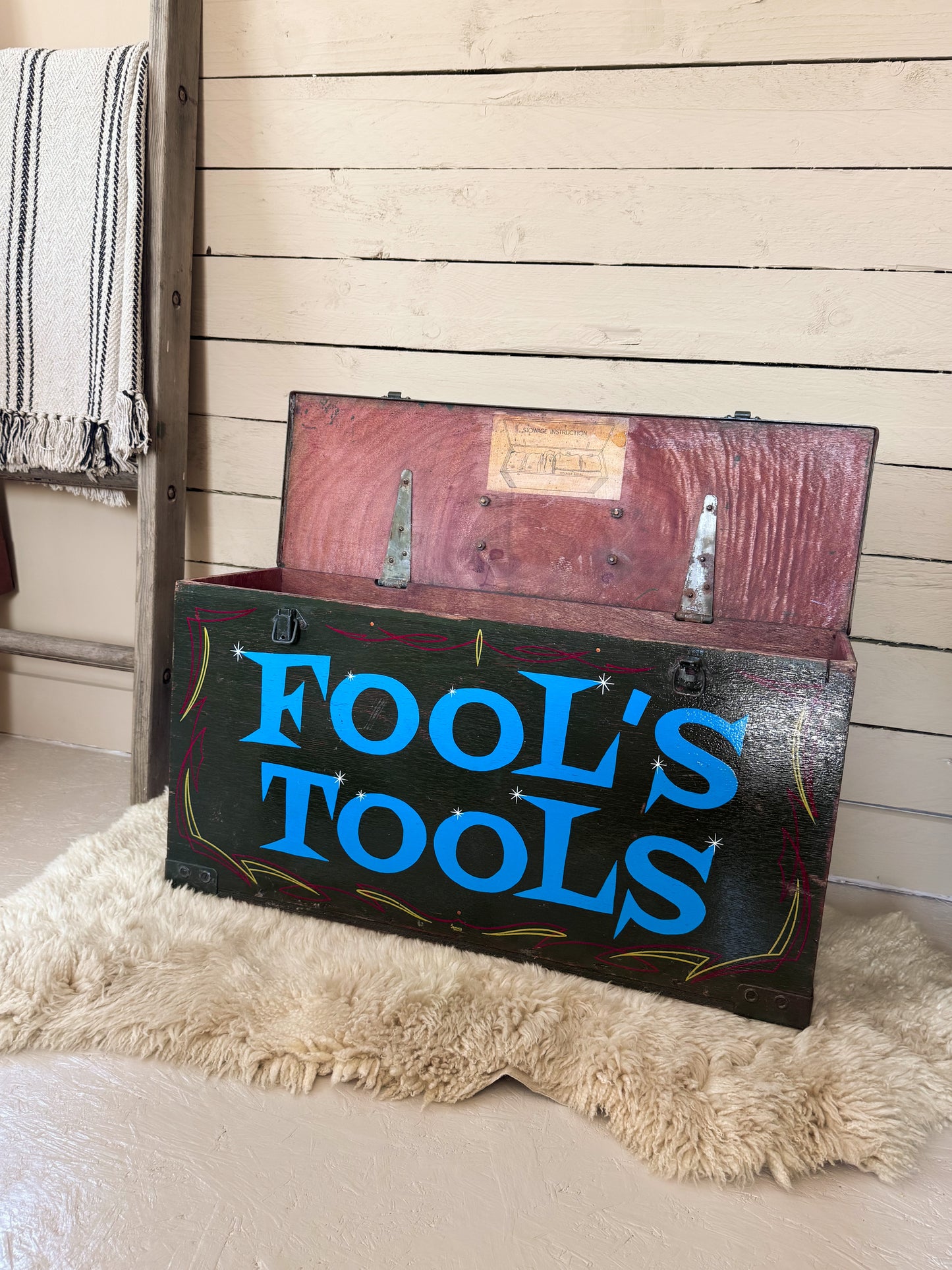Vintage WW2 Military Stowage Box ‘Fool’s Tools’ Folk Art Storage Chest