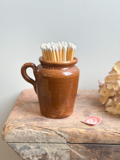 Antique Brown Glazed Stoneware Creamer | Match Pot