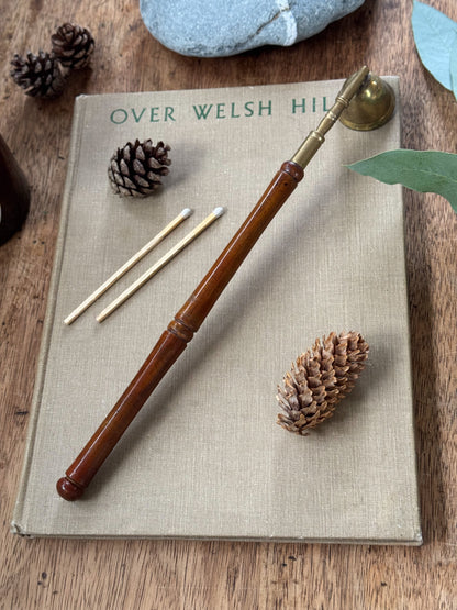 Vintage 1920s-1940s Brass & Wood Candle Snuffer