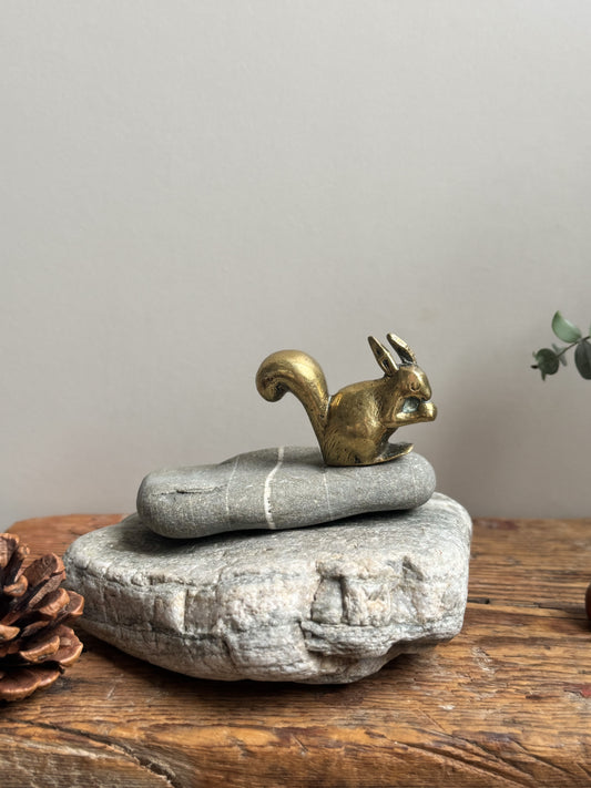 Vintage Solid Brass Miniature Squirrel