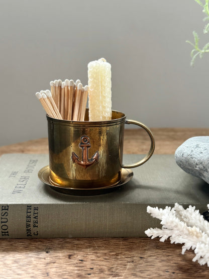Vintage Brass & Copper Anchor Mug & Saucer