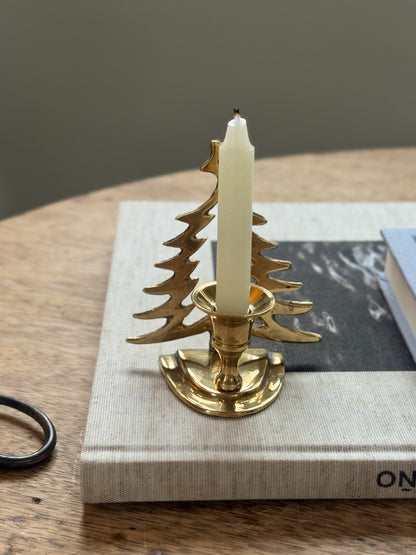 Vintage Solid Brass Christmas Tree Candle Holder (Freestanding or Wall-Mounted)