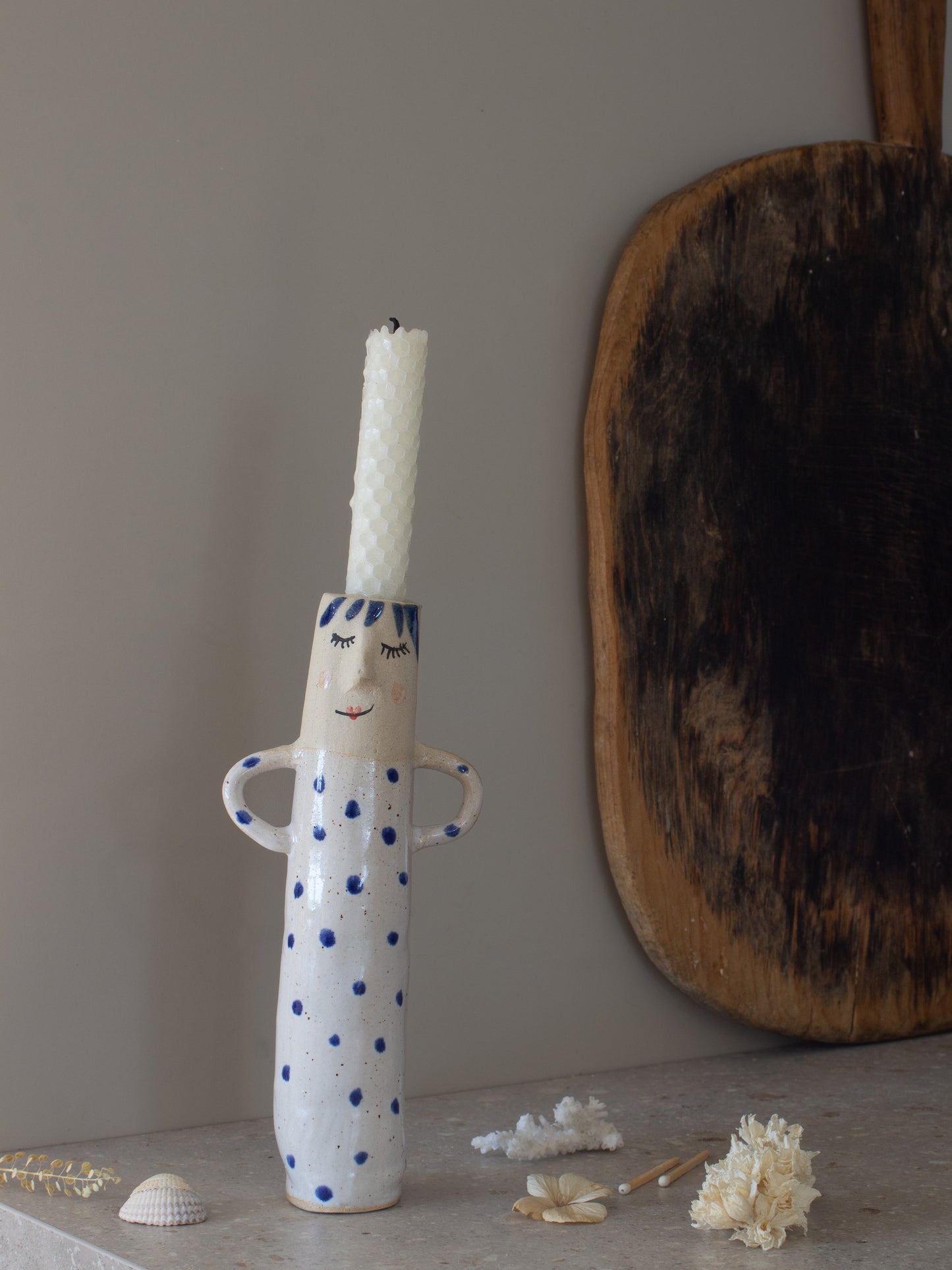 Contemporary Studio Pottery Wonky Lady Candle Holder / Bud Vase by Janet Dawes