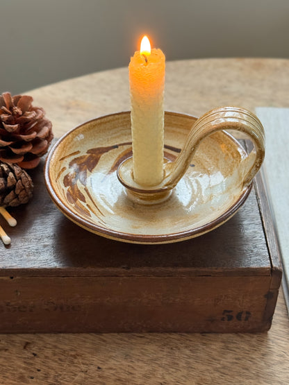 Vintage Studio Pottery Chamberstick, Bakehouse Pottery, Norfolk