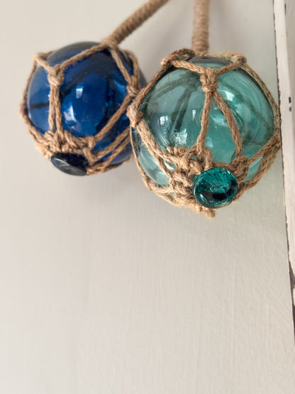 Vintage Pair of Handblown Glass Buoys
