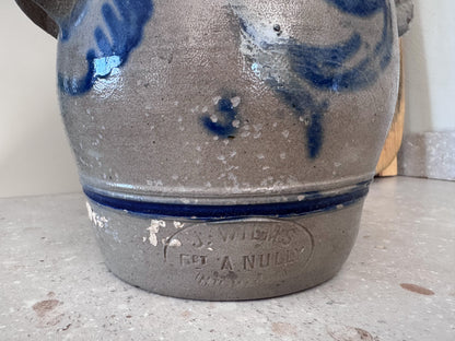 Antique Late 19th Century French Confit Pot by A. Nully, Cobalt Blue Stoneware Vessel