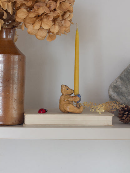 Vintage Studio Pottery Folk Art ‘Tiny Ted’ Bear Candle Holder