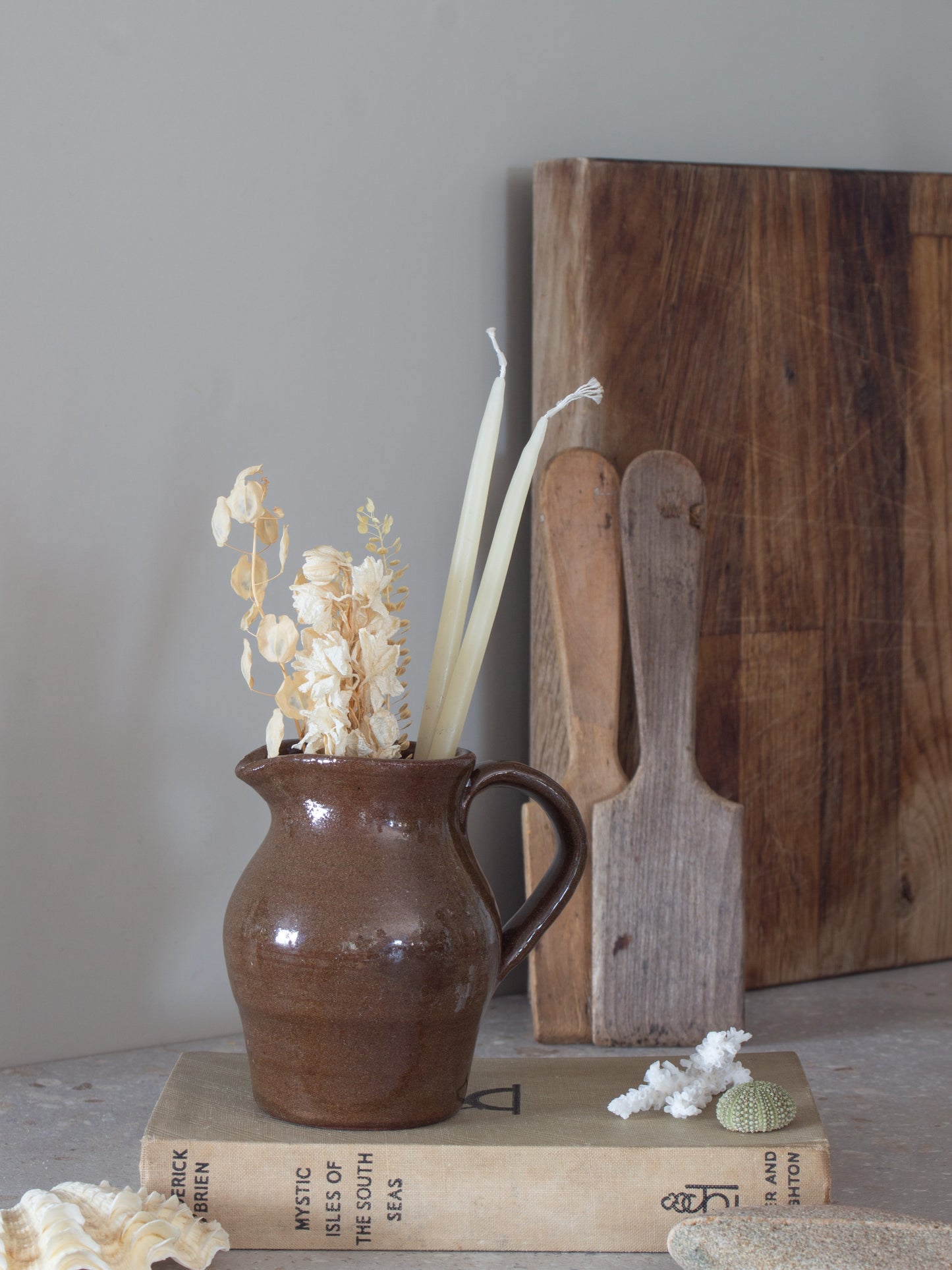 Vintage Buckfast Abbey Studio Pottery Brown & Olive Creamer Jug