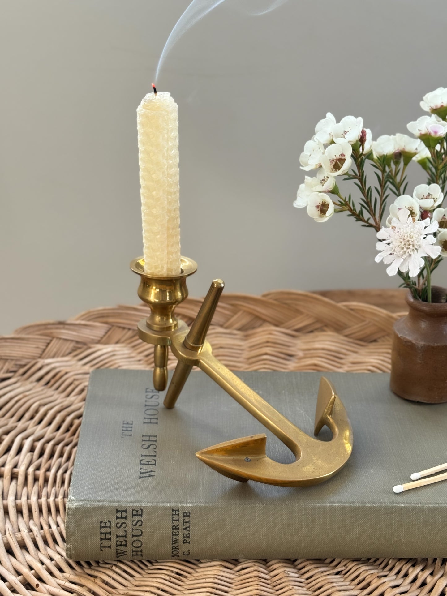 Vintage Brass Ship’s Anchor Candlestick Holder