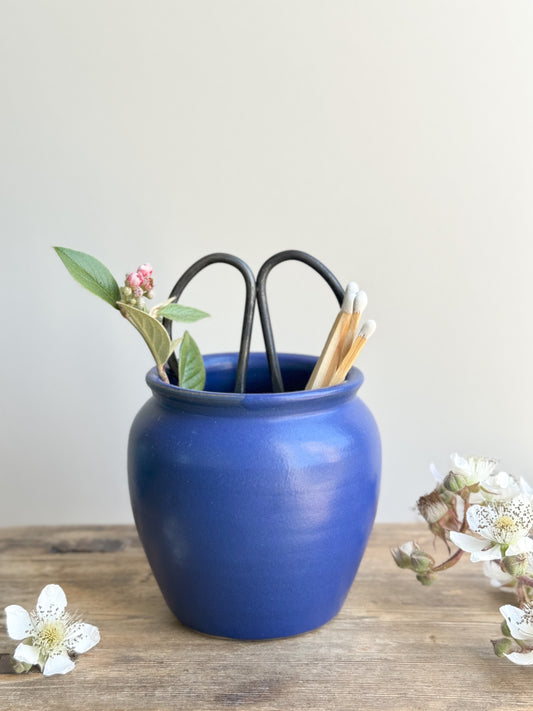 Antique Blue Glazed English Stoneware Pot