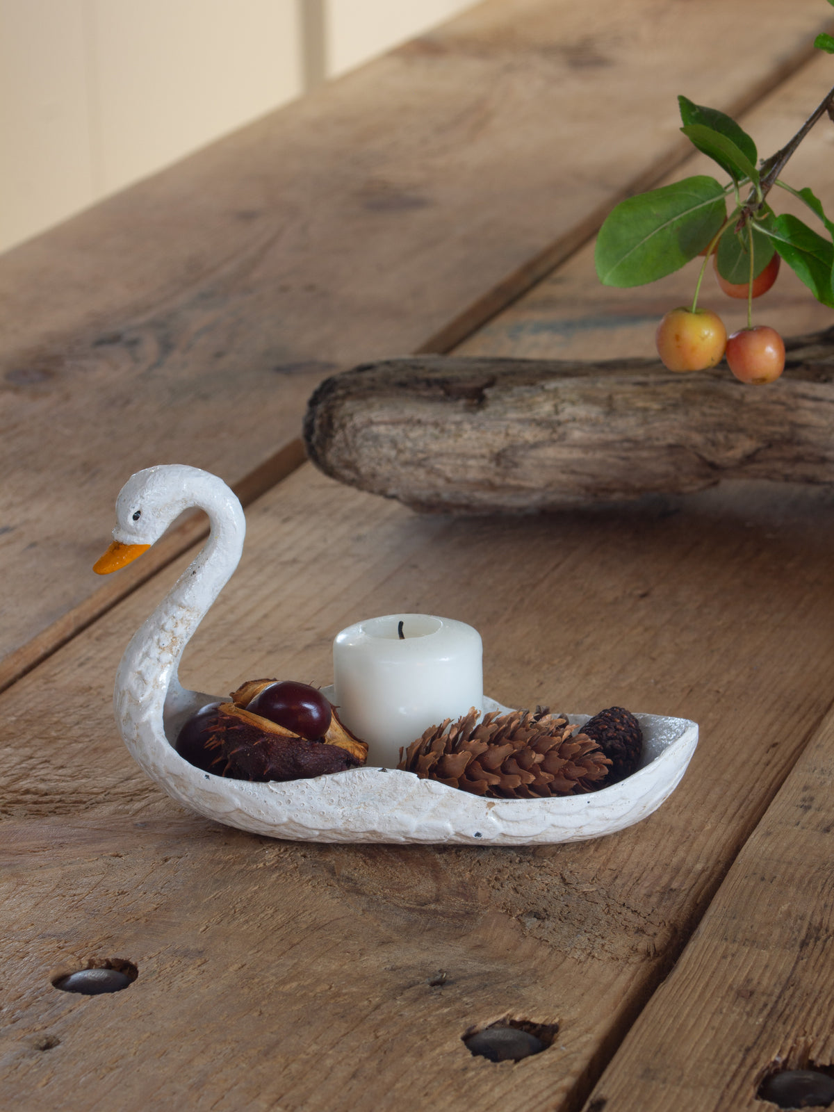 Vintage Hand-Painted Cast Iron Swan Dish