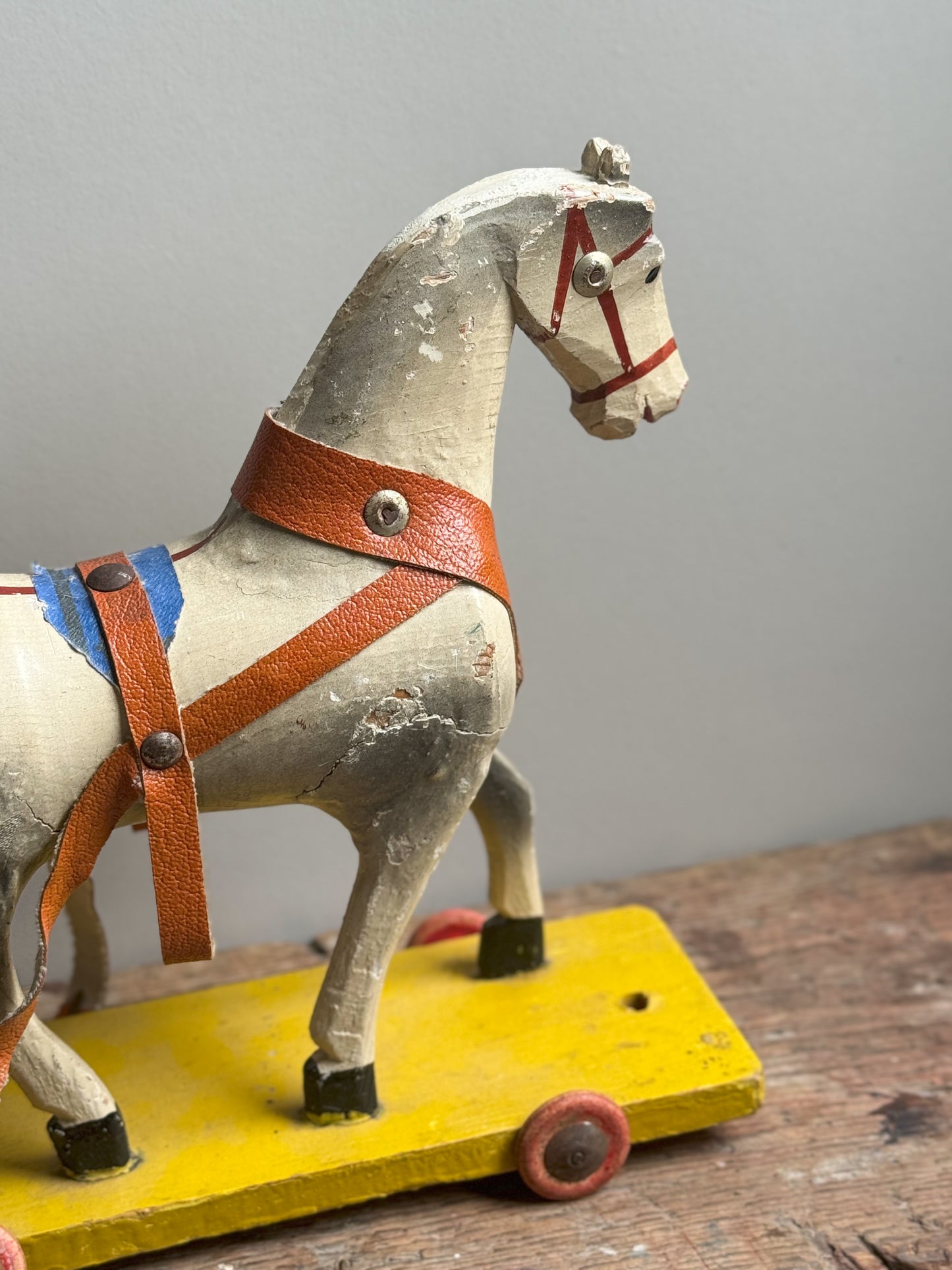 Antique Folk Art Pull Along Horse