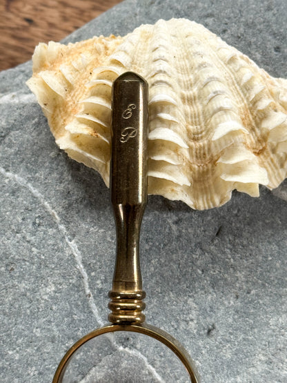 Vintage Brass Pocket Magnifying Glass - Engraved ‘E P’