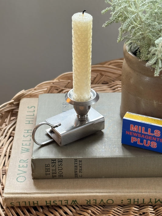 Vintage Silver Plated Candle & Match Holder (With Matches)