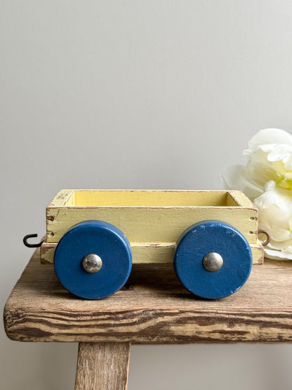 Vintage 1950s Wooden Toy Cart - Cream