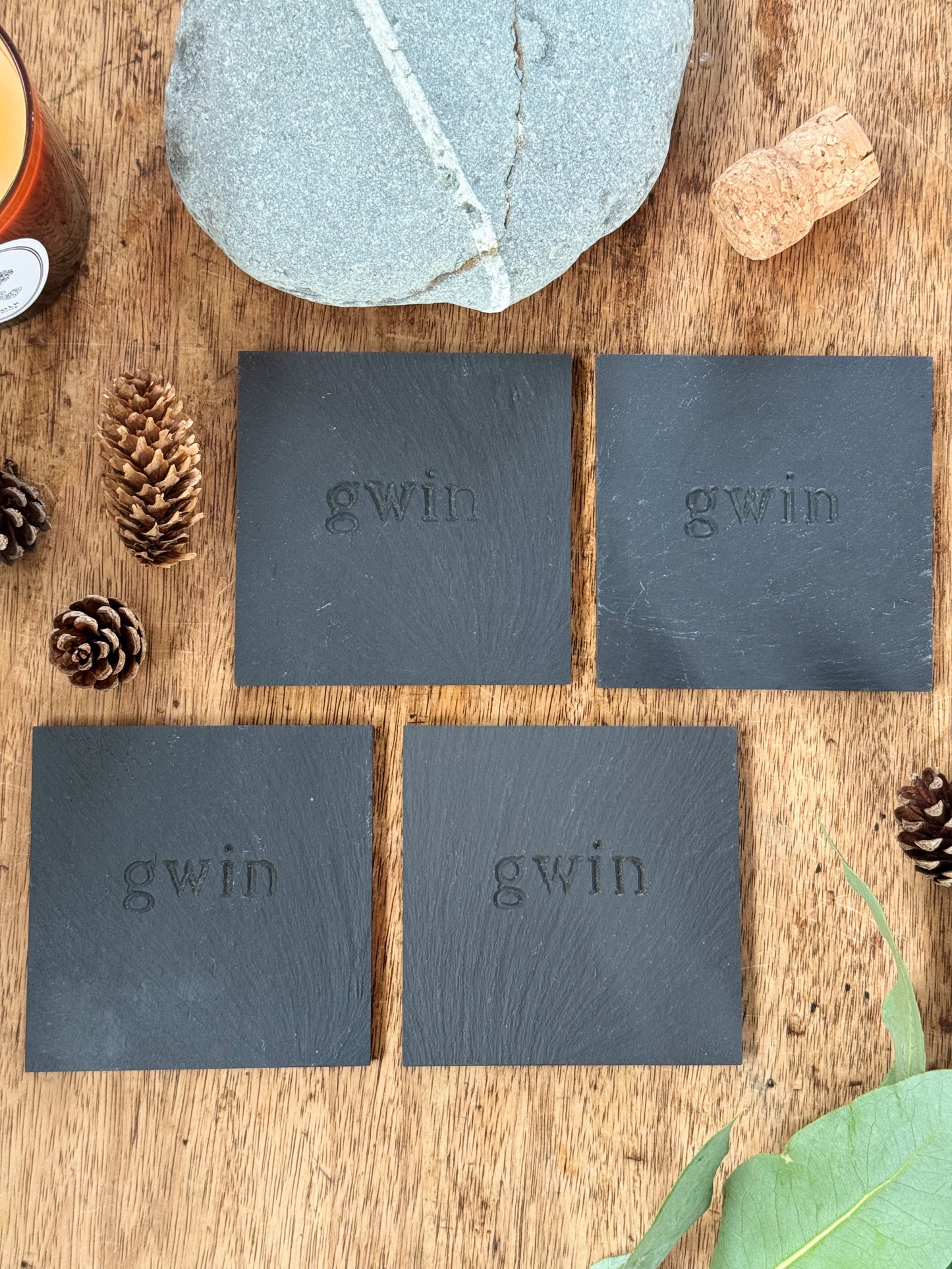Welsh Slate ‘Gwin’ Wine Coasters (Set of 4)