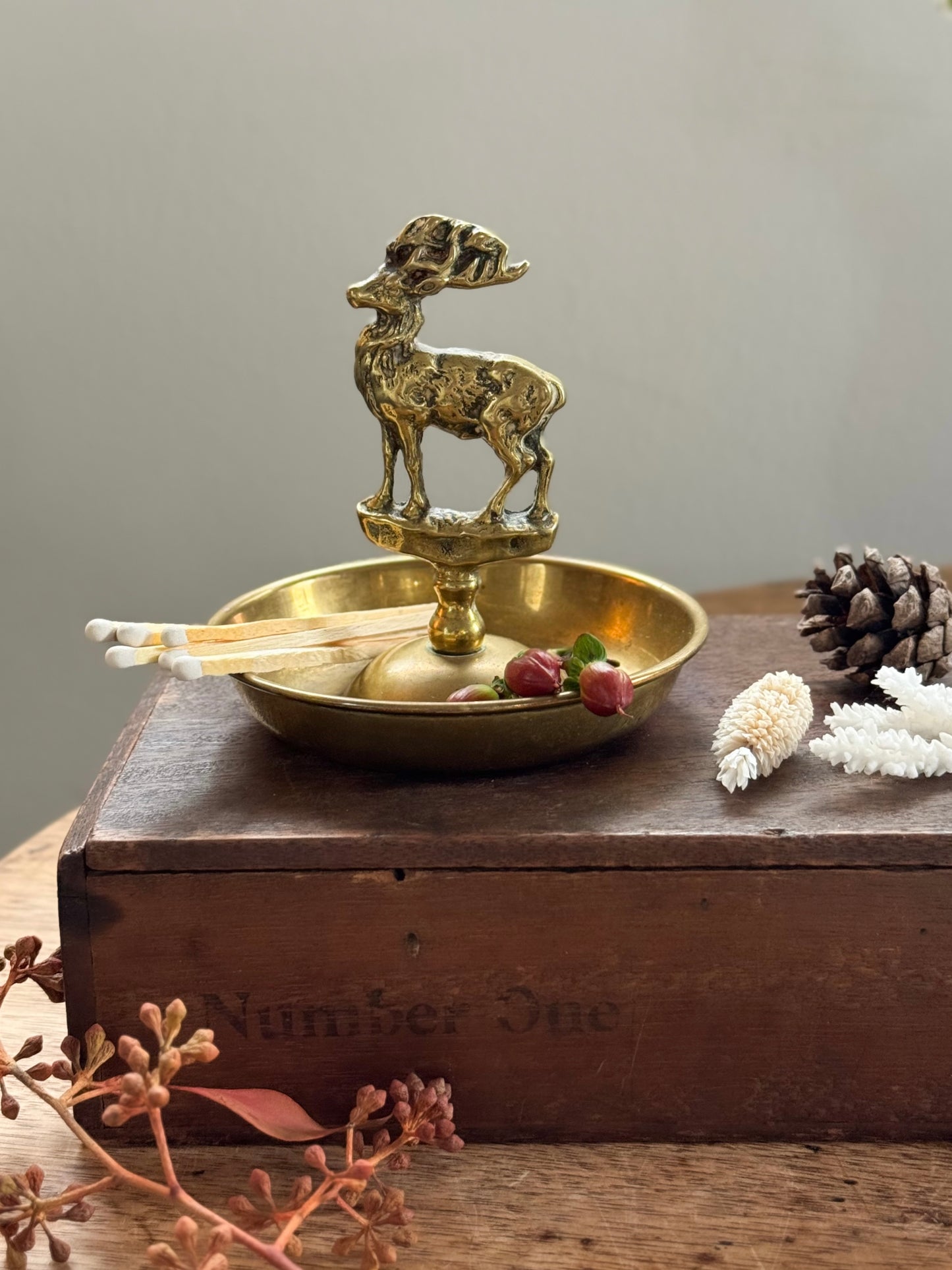 Vintage Solid Brass Deer Dish