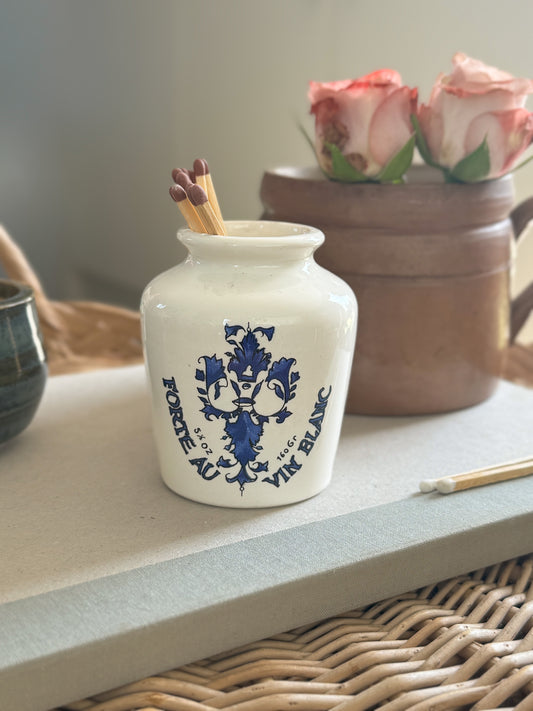 Vintage Glazed Earthenware French Mustard Pot