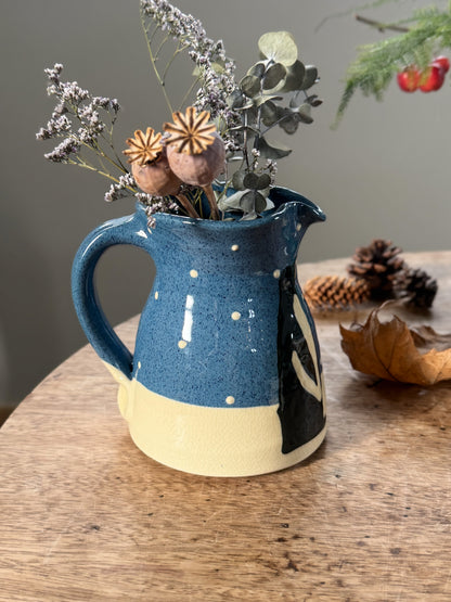 Vintage Handmade Studio Pottery ‘Penguins in the Snow’ Slipware Jug