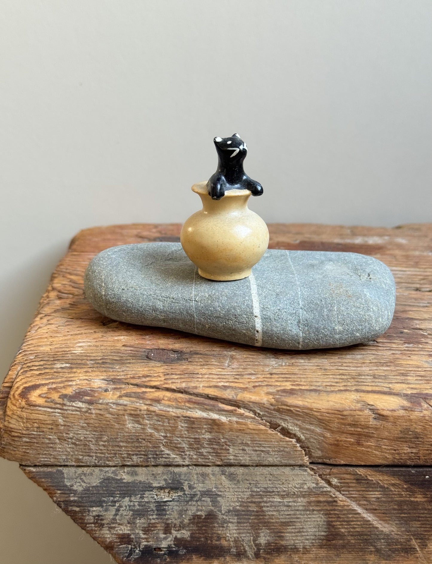 Vintage Miniature French Cat in a Pot