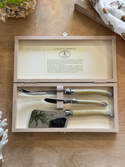 French Laguiole Jean Dubost 3-Piece Cheese Knife Set (Brand New in Box)