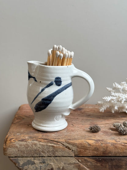 Abstract Studio Pottery Creamer with Indigo Brushwork