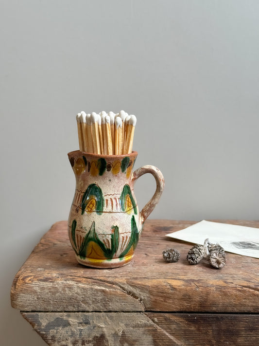Antique Mediterranean Glazed Terracotta Miniature Creamer | Match Pot