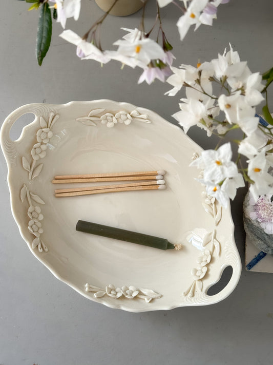 Vintage Handmade Porcelain Floral Dish by Regal