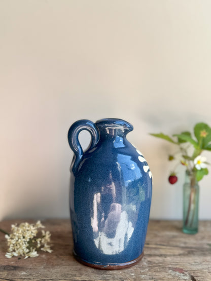 Vintage Wetheriggs Pottery Blue Slipware Oil Jug