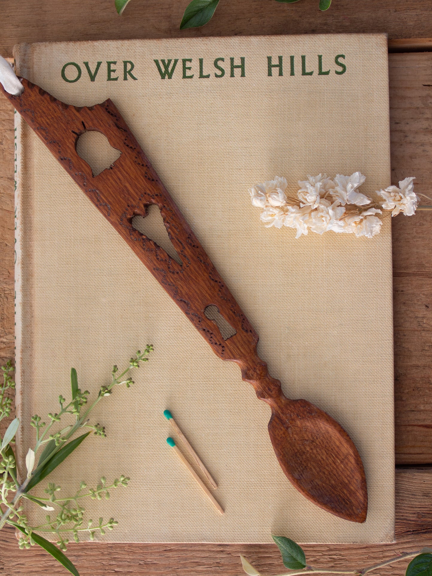 Vintage Hand-Carved Welsh Love Spoon