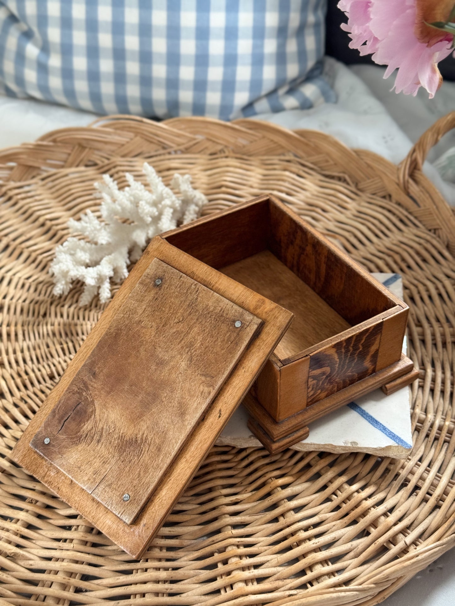 Vintage Handmade Folk Art Wooden Box