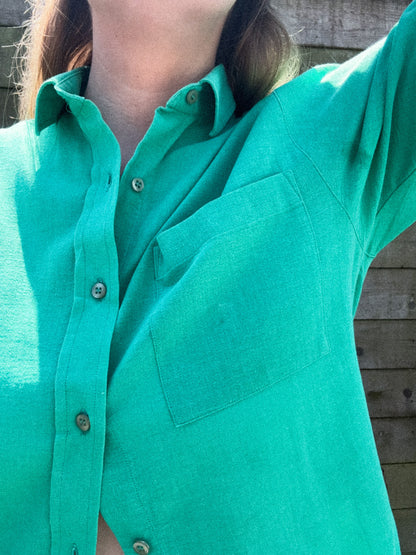 Vintage Linen & Cotton Blend Shirt by The Collar Company – Size S (Fits 6–10)