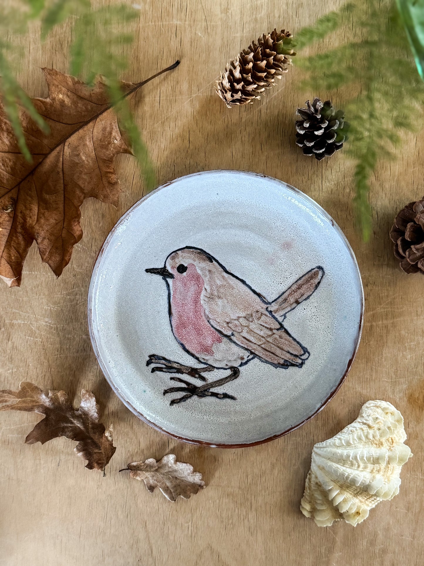Vintage Studio Pottery Robin Plate