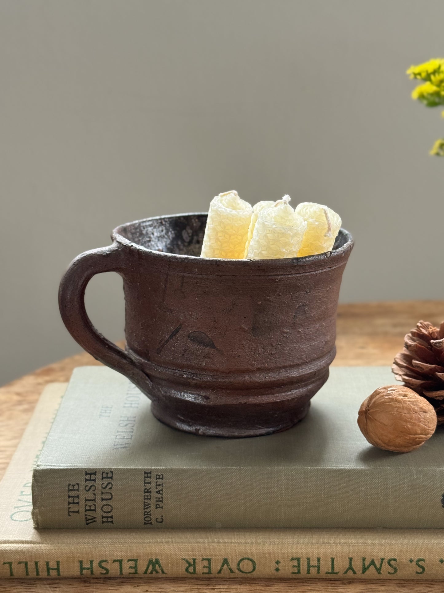 Antique French Brown Textured Banded Stoneware Confit Pot