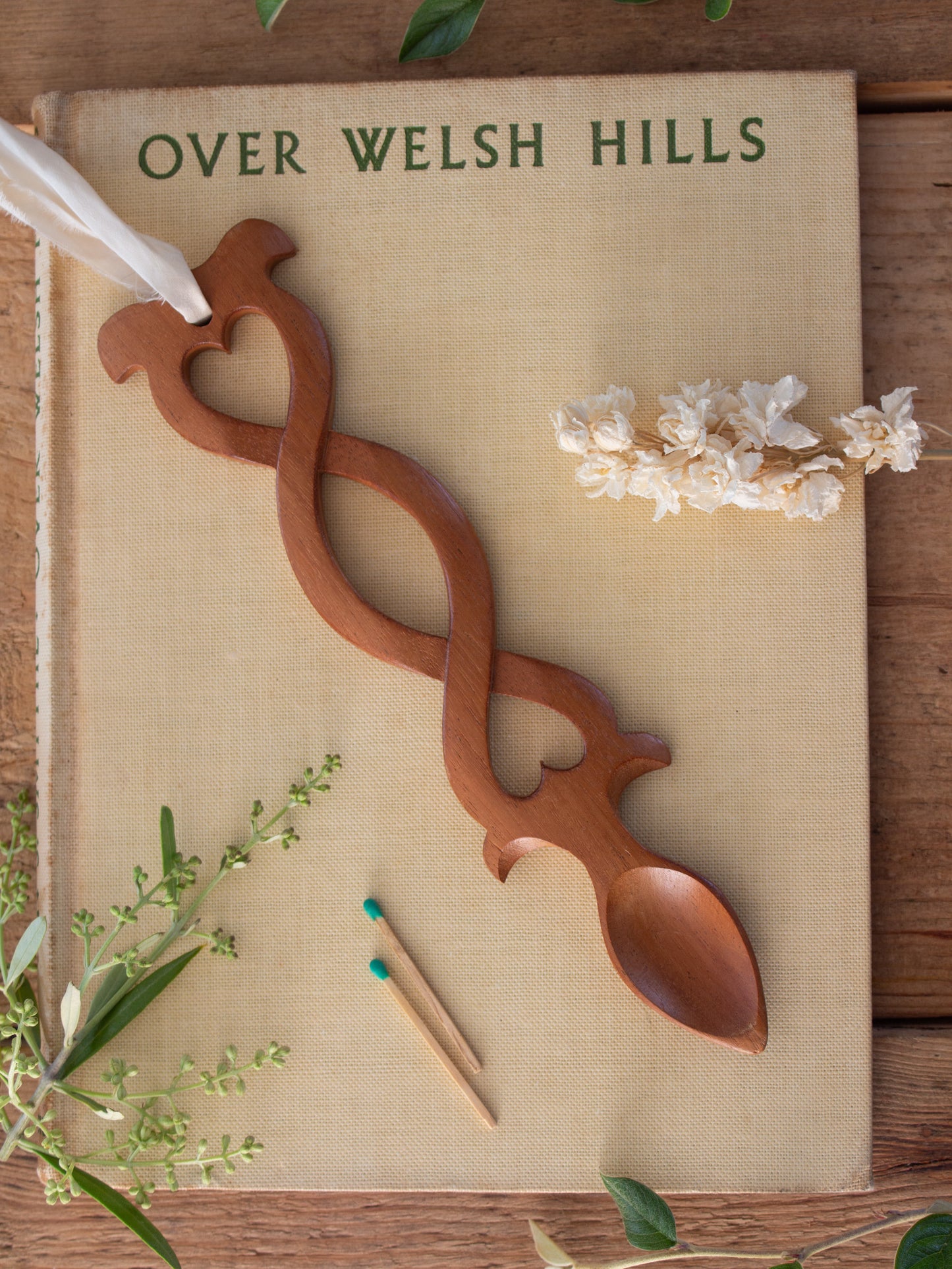 Vintage Hand-Carved Welsh Love Spoon