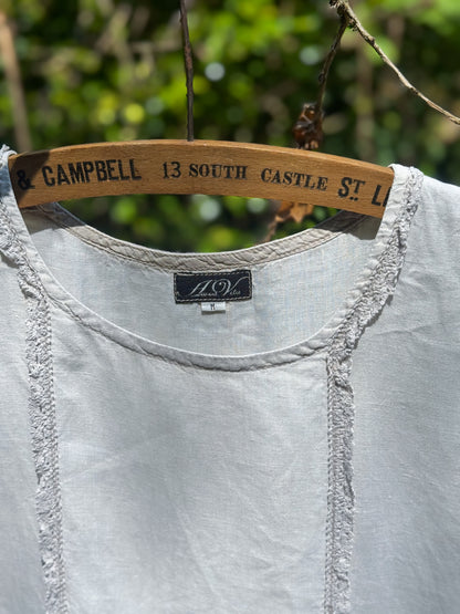 Vintage Gathered Linen Pocket Tunic – by Aurea Vita, Size M