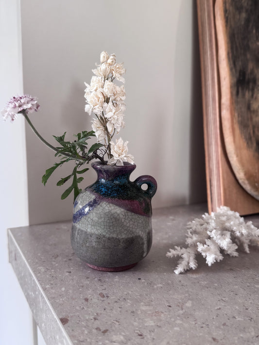 Vintage Studio Pottery Abstract Drip Glaze Bud Vase