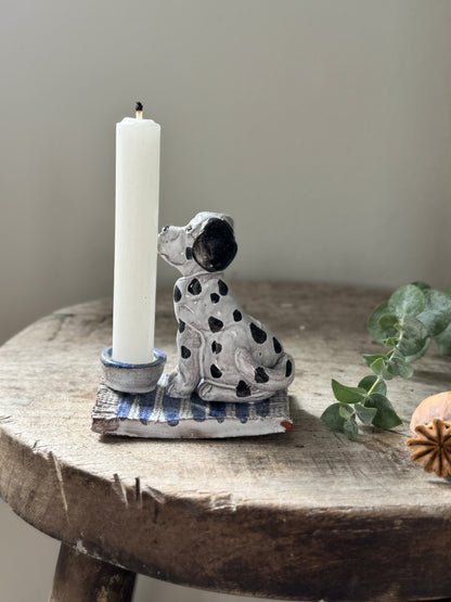Vintage Studio Pottery Dalmatian Candle Holder by Ark Pottery, Devon